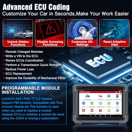 2024 LAUNCH X431 Pro TT 5.0 Elite Bidirectional Scan Tool with Newly Released DBSCar VII Connector, 38+ Reset for All Cars, ECU Coding, CANFD and DOIP, FCA AutoAuth, VAG Guide, Same as X431 V Pro 5.0