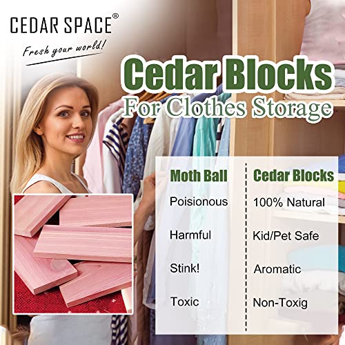 Cedar Space Cedar Blocks for Closet Storage,100% Aromatic Red Ceder Blocks Cedar Planks Chips 16pcs for Closet Drawers