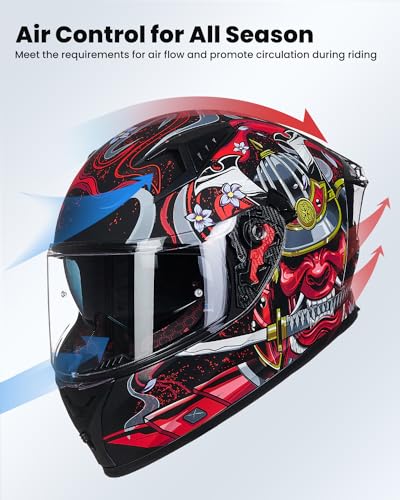 ILM Motorcycle Helmet Full Face with Pinlock Compatible Clear&Tinted Visors and Fins Street Bike Motocross Casco DOT Model Z501(White, Large)