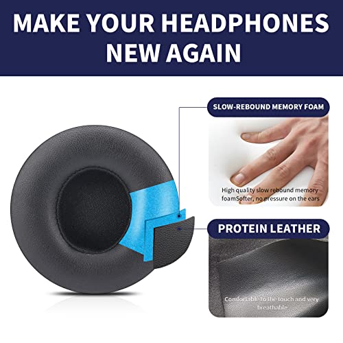 Damex Updated Thickened Solo Wireless 2/3 Replacement Ear Pads,earpads for Beats Solo 2/3 Wireless Headphone (black)