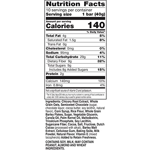 Fiber One Chewy Bars, Oats & Chocolate, Fiber Snacks, 14.1 oz, 10 ct