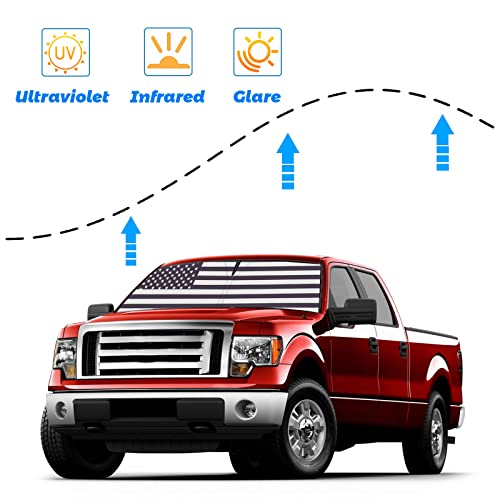 Moricere Upgrade Windshield Sun Shade with USA Flag for Toyota 4Runner 2017-2023, Foldable Windshield Sun Visor Blocks UV Rays