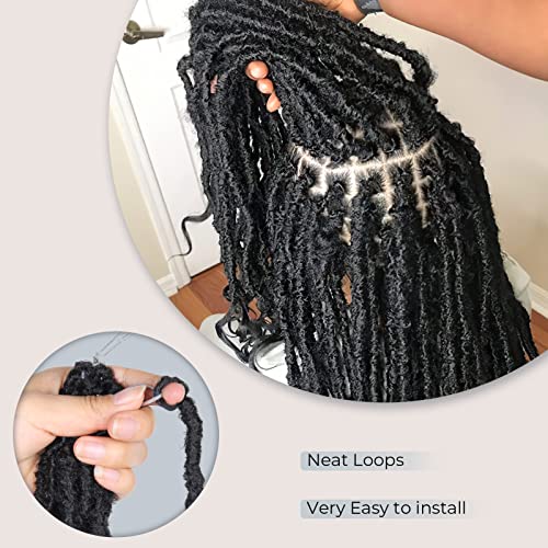 Niseyo Wild Locs 14 Inch Distressed New Faux Locs with Curly Ends 8 Packs Long Soft Pre-looped Goddess Locs Crochet Hair (1#, Jet Black)