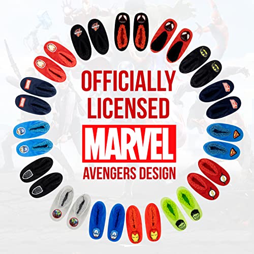 Marvel Spider-Man Fuzzy House Slippers and Socks for Kids, Grippers, 2-Pack Red and Blue Kids Socks