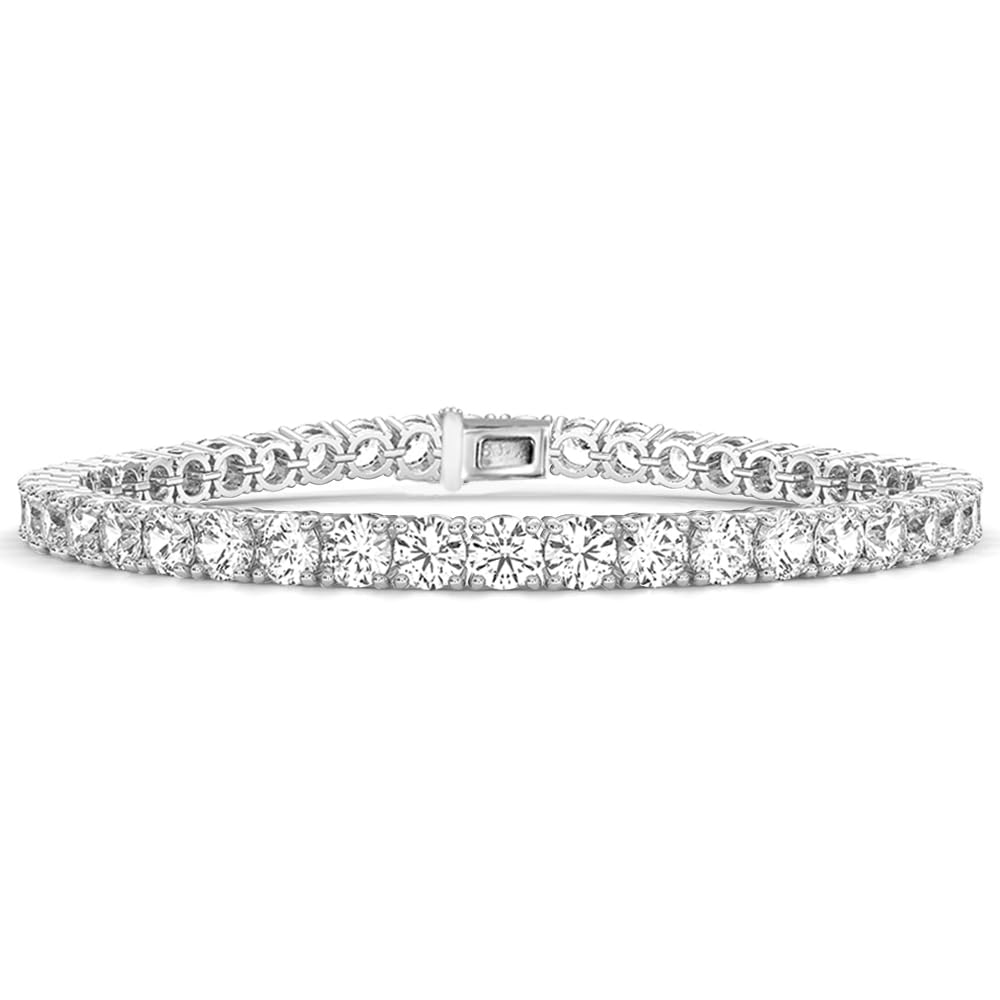 Diamond2Deal 14k White Gold Round Cut Lab Grown Diamond Tennis Bracelet (7 ct, Color-D, Clarity- VS) 7"