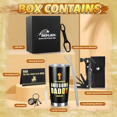 BEMJAH Gifts for Dad - 20oz Stainless Steel Coffee Tumbler Cool Multitools Gifts for Dad I Dads Birthday Fathers Day Christmas Best Dad Gifts