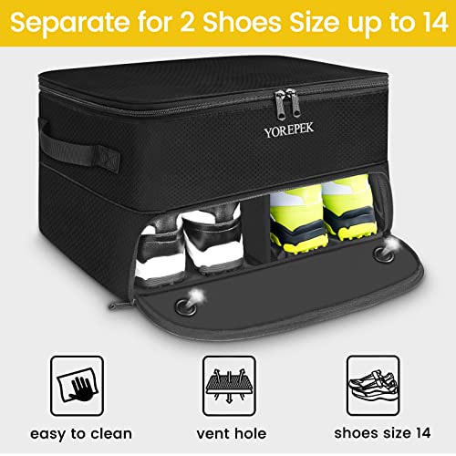 YOREPEK Large 2 Layer Golf Trunk Organizer for 2 Size14 Pair Shoes, Waterproof Car Golf Locker with Separate Ventilated Compartment, Golf Trunk Storage for Clothes, Gloves, Socks, Unique Golf Gifts