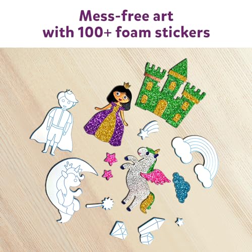 Skillmatics Art & Craft Activity - Foil Fun Unicorns & Princesses, No Mess Art for Kids, Craft Kits, DIY Creative Activity, Christmas Gifts for Girls & Boys Ages 4, 5, 6, 7, 8, 9, Travel Toys