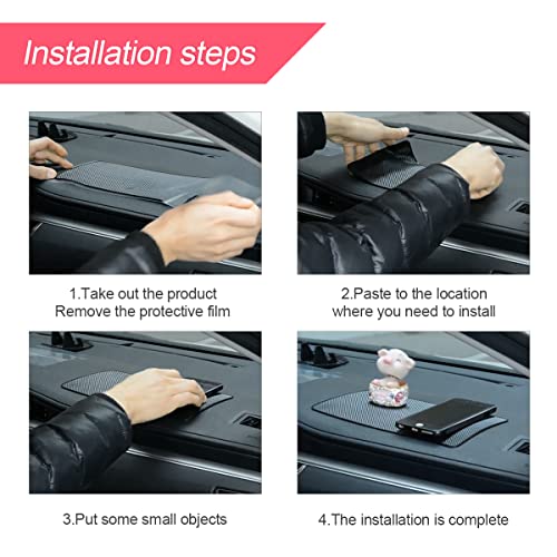 BLAU GRUN Car Dashboard Anti-Slip Rubber Pad, 10.6 x 5.9 Universal Non-Slip Car Magic Dashboard Sticky Adhesive Mat for Phones Sunglasses Keys Electronic Devices and More Use (Black/Car Texture)