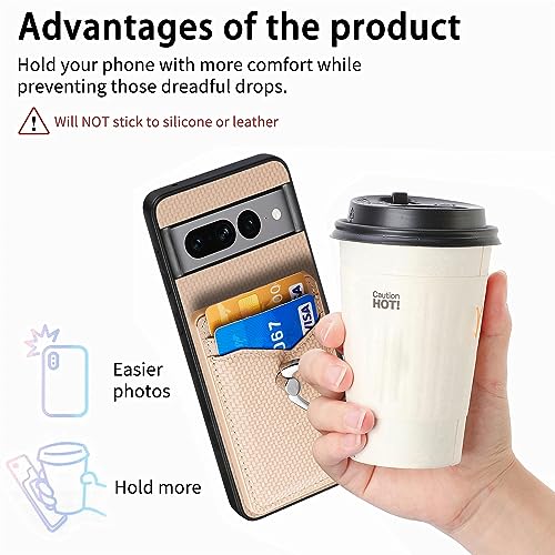 Phone Case for Google Pixel 7 Pro 5G Wallet Cover with Tempered Glass Screen Protector Slim Ring Stand Credit Card Holder Magnetic Cell Accessories Pixel7Pro Pixel7 XL Seven 7Pro 6.7 Women Men Beige