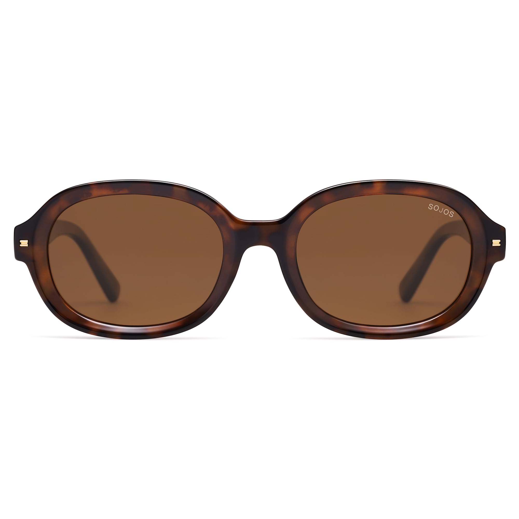 SOJOS Retro Vintage Oval Polarized Sunglasses Womens Mens 80s 90s Trendy Round Sunnies SJ2603, Brown Tortoise/Brown