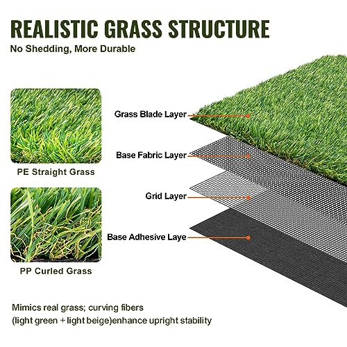 VEVOR Artifical Grass Turf, 3 x 5 ft Thick Grass Rug Indoor Outdoor, 1.38" Realistic Synthetic Grass Mat with Drainage Holes, Perfect for Patio Garden Lawn Home Backyard Dog Mats