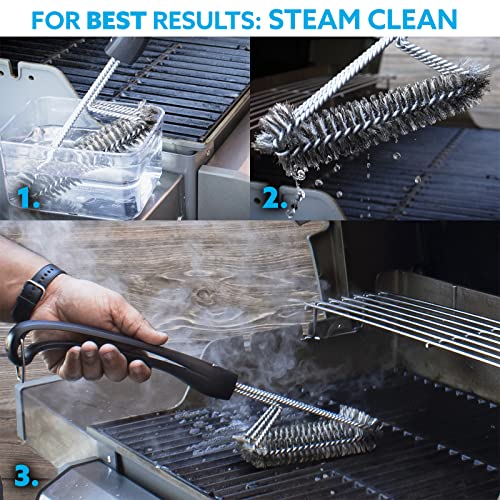 Kona 360 Clean Grill Brush – Powerful Grill Cleaner & BBQ Grill Brush for Outdoor Grill – Safe, Bristle BBQ Brush Grill Scraper, Accessory for Easy 30 Second Grill Cleaning - 18 Inch Long Handle