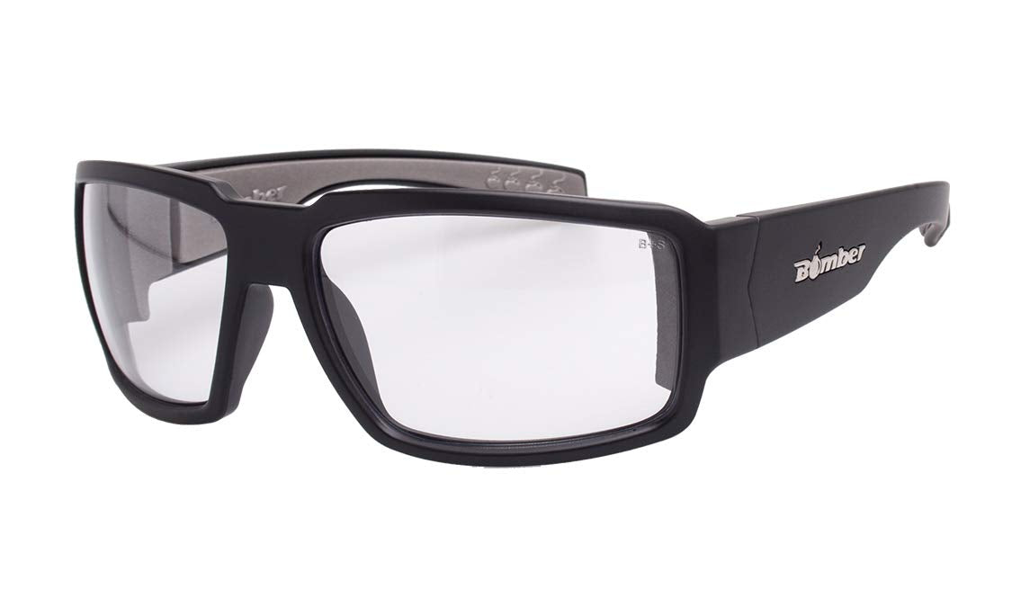BOMBER Clear Safety Glasses for Men, Matte Black Frame with Polycarbonate Clear Safety Lens z87 Compliant BG101 Safety Glasses, Fitment style for men women