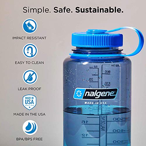 Nalgene Sustain Tritan BPA-Free Water Bottle Made with Material Derived From 50% Plastic Waste, 32 OZ, Wide Mouth, Amethyst