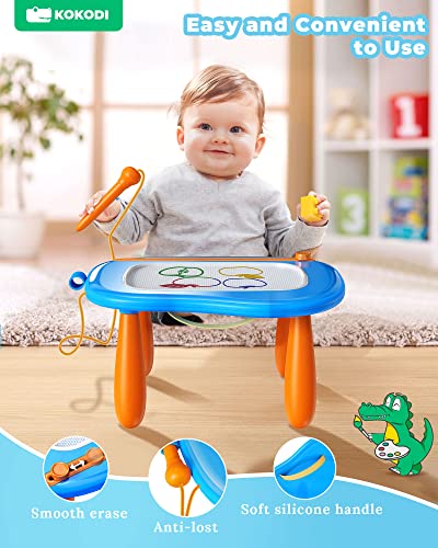 KOKODI Toddler Magnetic Drawing Board with Sturdy Legs, Large Colorful Mess Free Sketch Scribble Doodle Pad, Easter Birthday Gifts Toys for Boys Kids Preschooler Age 18 Month to 1 2 3 Years Old