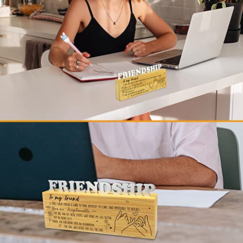 Friendship Gift for Woman Friend Gifts for Best Friend Neighbor Bestie Sister Her Birthday Christmas Farewell Gift for Women Friends Desk Bookshelf Shelf Decorative Sign for Home Office - TZA02