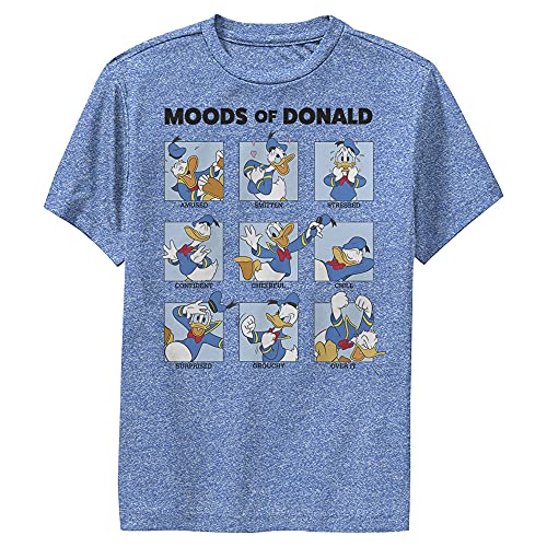 Disney Characters Donald Moods Boy's Performance Tee, Royal Blue Heather, Small