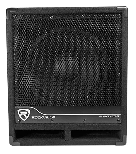 Rockville RBG10S Powered PA Subwoofer, Compact, 10", 1200W, Deep Bass, Variable Crossover, Built-in Limiter, Pole Mount, Perfect for DJ, House Parties