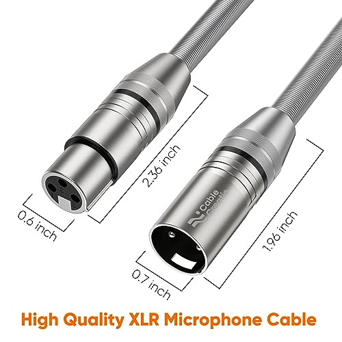 CableCreation XLR Cable 6ft,Microphone XLR Male to Female Gender Change Balanced XLR Mic Speaker Cord,3 Pin XLR to XLR Extension with Braided Heavy Duty Spring Stress Relief,for Mixer,Studio,Amplifier