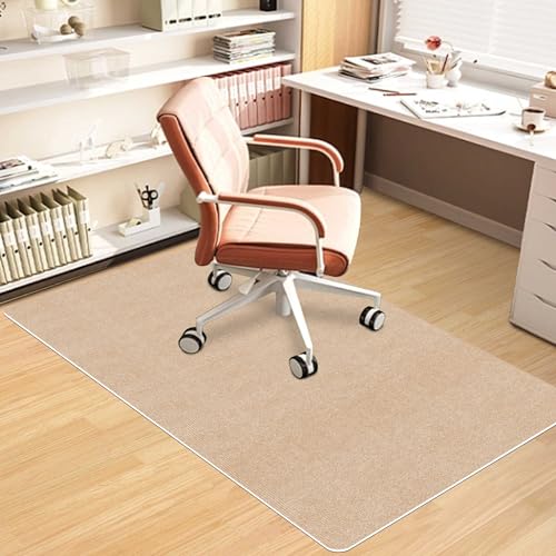 Office Chair Mat for Hardwood Floor HAODEMI Tile Non-Slip Office Computer Chair Mat for Rolling Chair Easy Clean and Flat Without Curling Anti-Slip,Beige(48"*36")