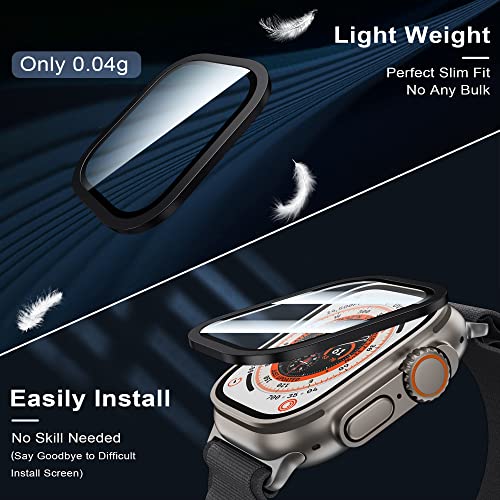 WSKEN for Apple Watch Ultra 2/Ultra Screen Protector 49mm,9H Tempered Glass + Titanium Alloy Frame, [Keep Original] [Touch Sensitive] Lightweight Protective Glass Film for iwatch Ultra 2 Pack,Black