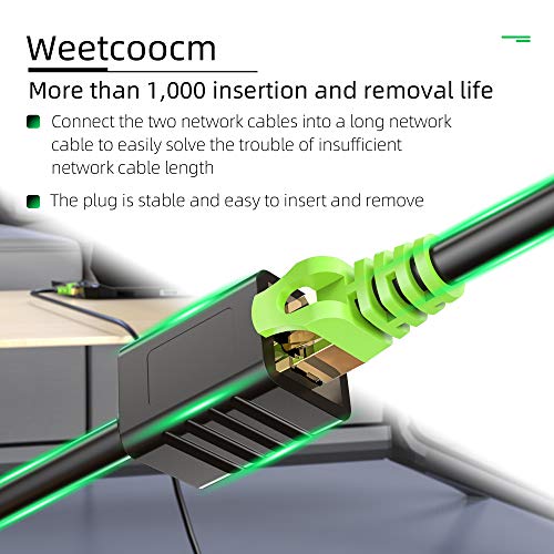 Weetcoocm Ethernet Extension Cable 1.5ft, Network Cat6a Extension Patch Cable RJ45 Cords Shielded Male to Female Connector (1.5FT)