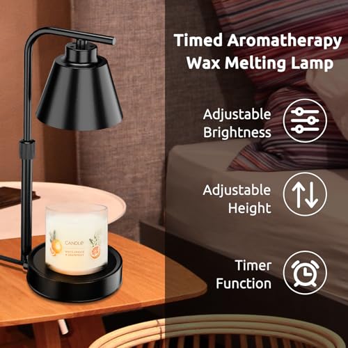 Candle Warmer Lamp Timer Dimmer, REIDEA Wax Melter Adjustable Height for 3-Wicks Large Jar Scented Candles (D-4 inches), Safe and Efficient Way to Enjoy The Scents You Love