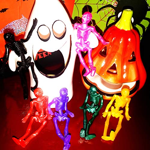UpBrands Halloween Party Favors for Kids Stretchy Skeleton Bulk Set, 12 Glitter Colors, Kit for Birthday's, Goodie Bags, Easter Egg Basket, Pinata Filler, Small Toys Classroom Prizes (24 Pack)
