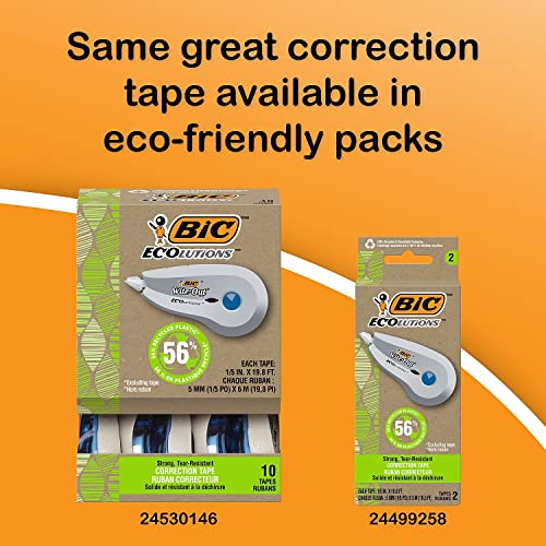 BIC Wite-Out Brand EZ Correct Correction Tape, 39.3 Feet, 2-Count Pack of white Correction Tape, Fast, Clean and Easy to Use Tear-Resistant Tape Office or School Supplies