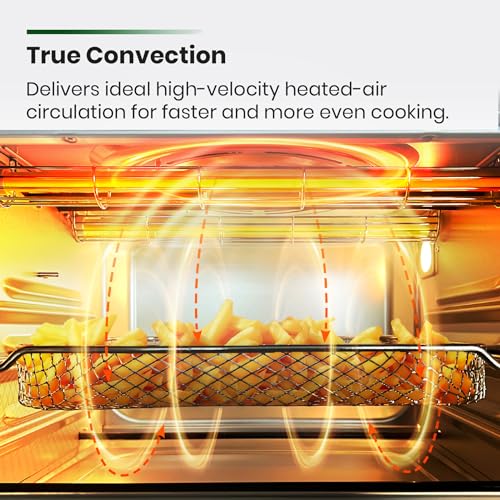 VAL CUCINA Retro Style Infrared Heating Air Fryer Toaster Oven, Extra Large Countertop Convection Oven 10-in-1 Combo, 6-Slice Toast, Enamel Baking Pan Easy Clean with Recipe Book, Almond Yellow Color