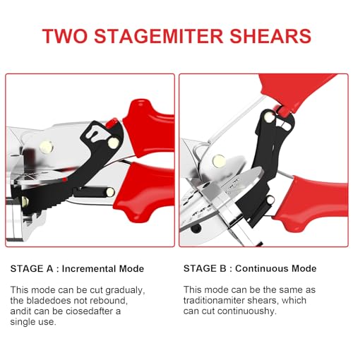 GARTOL Ratchet Miter Shears for Angular Cutting Molding Crafting, Shoe Molding & Quarter Round Cutting Tool Miter Cutter, Adjust at 45-135 Degree Multi-Angle Cutter Hand Tool for Soft Wood, PVC, MDF