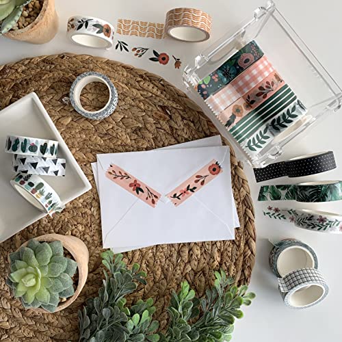 ZYNSHE Washi Tape Set of 16 Rolls of 15 mm Wide Washy Tape Cute Decorative Tape for Journaling, Scrapbooking, Crafts, Bullet Journals, Planners, DIY Decor & Craft Supplies for Adults & Kids (Meadow)