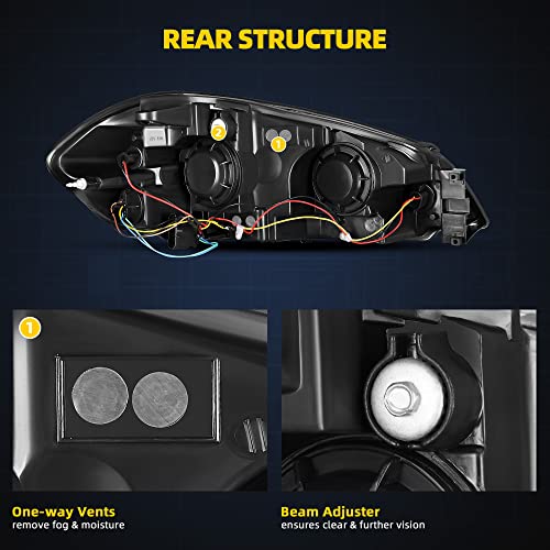 DWVO Switchback LED Headlights Assembly Compatible with 06 07 08 09 10 11 12 13 Chevy Impala/ 2006 2007 Chevrolet Monte Carlo Headlamp Replacement