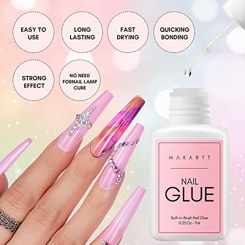 Makartt Makartt Super Strong Nail Glue for Press on Nails - Acrylic Nail Tips-Fake Nails-Salon Quality Brush On Nail Glue-Easy Application Durable & Long-Lasting Glue False Nails