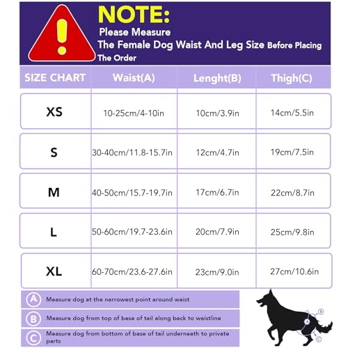 XPCARE Washable Female Dog Diapers, 4 Packs Reusable Doggie Diapers Absorbent Dog Diapers Female Leak-Proof Puppy Diapers Female Dogs for Heat Incontinence and Puppy Training (Medium)