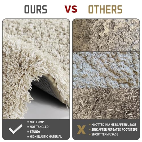 Yimobra Fluffy Bathroom Rugs Sets 2 Piece, Shaggy Toilet Rug U Shaped, Soft Non Slip Bath Mat,Plush Shower Rug,Water Absorbent,Machine Washable,32x20+24x20 Inches, Purple and White