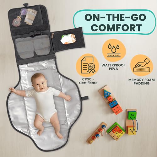 Portable Changing Pad for Baby, Baby Gifts for Boys and Girls, Travel Diaper Changing Pad for Newborn, Waterproof Baby Changing Mat, Foldable & Detachable Diaper Changing Station Baby Registry Search