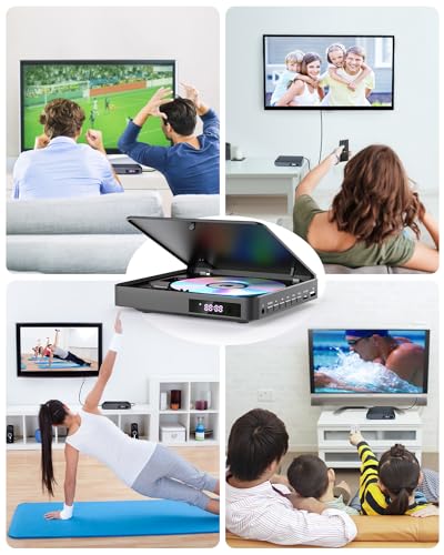 Arafuna DVD Players for TV HDMI, Small DVD Player with All Region Free, 1080P HD Mini DVD Player for Smart TV Support CD/DVD USB/TF Card, Remote Control, PAL/NTSC Plays and Multiple Formats