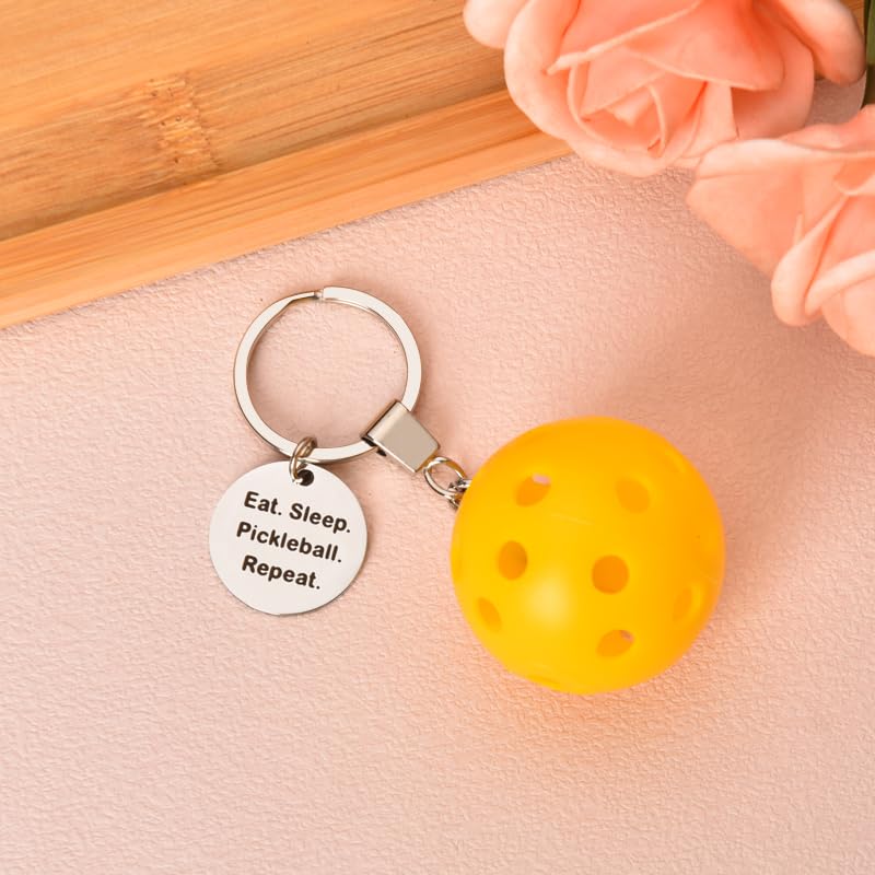 YALLNASL Pickleball Player Gifts for Women Men Pickleball Lover Gifts Keychain for Best Friend Inspirational Birthday Gifts for Mom Dad Eat Sleep Pickleball Repeat Keychain Gift for Pickleball Coach