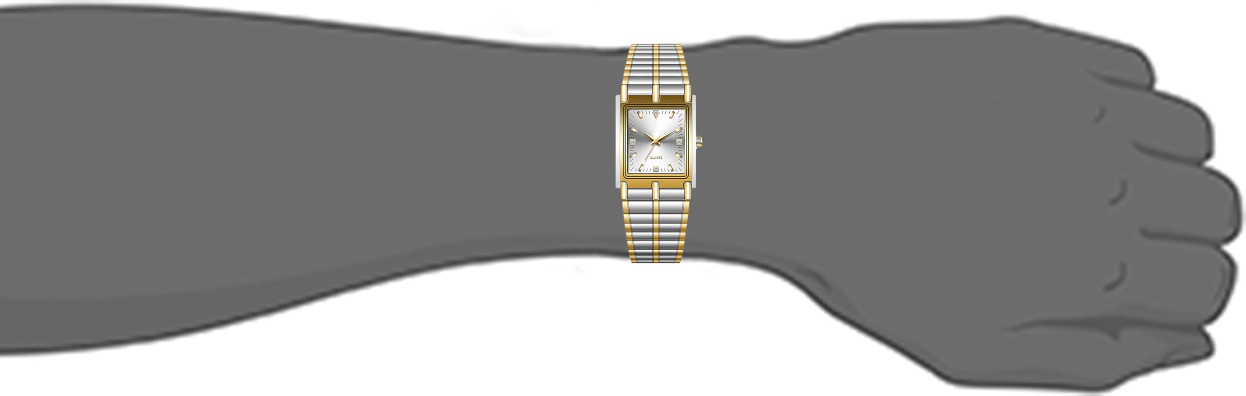BESTKANG Men's Quartz Watch Waterproof Ultra-Thin Dress Rectangular Stainless Steel Watch (Silver)