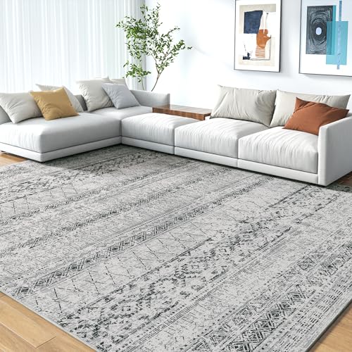 Area Rugs for Living Room - 2x6 Machine Washable Boho Moroccan Rug Distressed Neutral Carpet Non Slip Soft Indoor Rug for Bedroom Dining Room Playroom Office