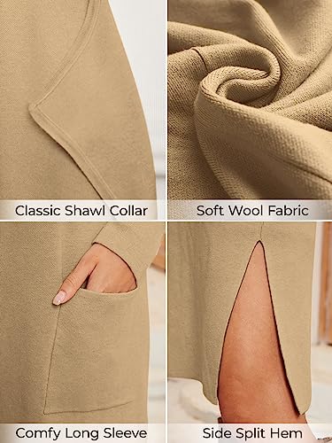 LILLUSORY Women's Chunky Oversized Cardigans Long Sleeve Knit Long Sweaters Dressy Over Dress Jackets Outerwear Camel