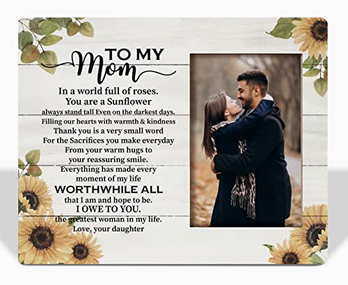 To Mum Gifts Picture Frame, Tabletop Picture Frame Plaque Gift, Sunflower Picture Frame Home Decor, Memorable Gift to Mom on Mother' Day, Mom Gifts, Birthday Gifts for Mom from Daughter Son Kids