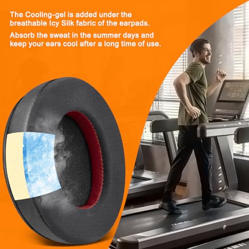 SOULWIT Cooling Gel Replacement Earpads Cushions for HyperX Cloud 1/2/3/Pro/Core/Alpha/Alpha S/Alpha Pro/Flight/Flight S/Stinger/Stinger S, CloudX Stinger/Stinger Core/Flight Headset - Black