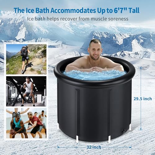 Jecoo Ice Bath Tub for Athletes Portable Cold Plunge Tub with Cover, Large Capacity Multiple Layered Cold Plunge for Recovery Ice Bath at Home/Outdoor