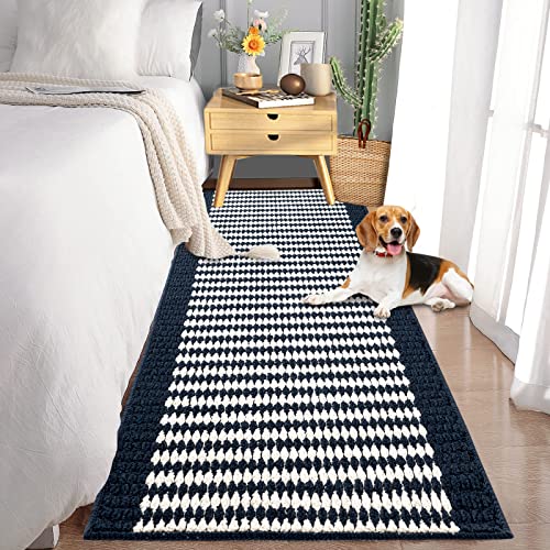 Timo Kitchen Runner Rug, 20"x32" +20"x63" Non Slip Rubber Backing Hallway Runner Rug, Absorbent Machine Washable Low Profile Small Runner Rug for Hallways Bedroom Entryway Laundry Room, Grey