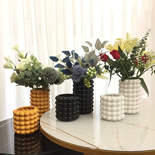 Anding Black Ceramic Vase for Home Decor - Pampas Grass or Boho Style - Modern Decorative Vase - Clay Flowerpot (A9901L Black Big)