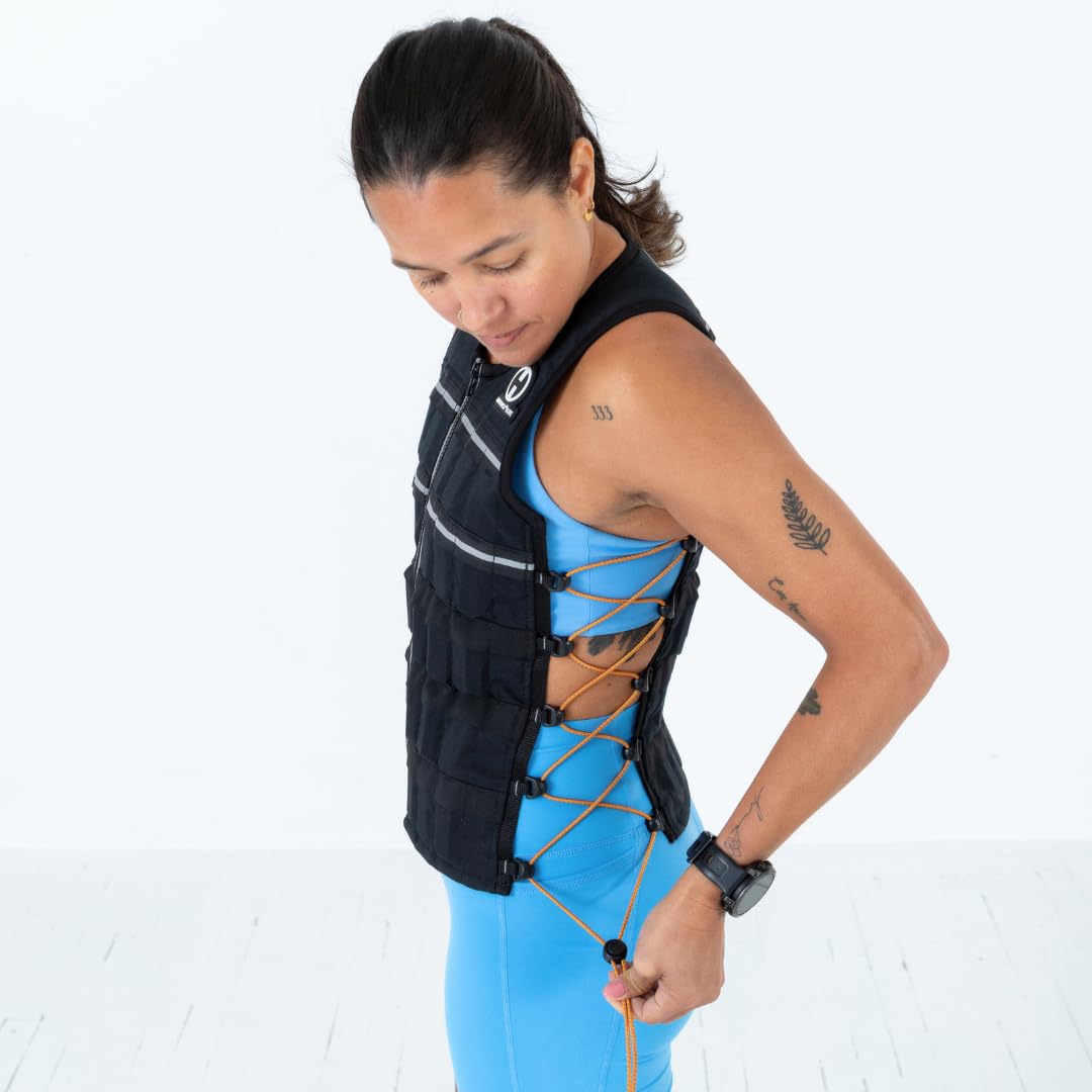 Hyperwear HyperVest ELITE Adjustable Weighted Vest for Women and Men — 20 lb Thin Steel Weights, Stretch CORDURA Fabric — Weight Vest for Walking, Running, Strength Training — Large Size, Jet Black