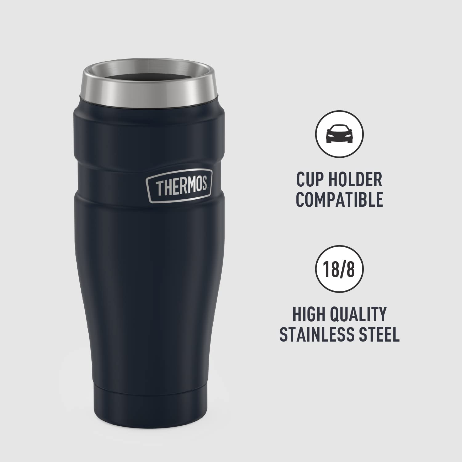 THERMOS Stainless King Vacuum-Insulated Travel Tumbler, 16 Ounce, Midnight Blue